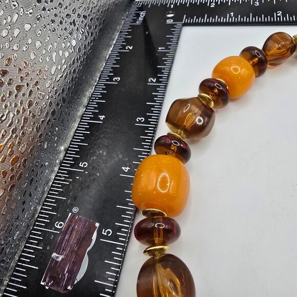 Necklace Brown Orange Yellow Beaded Butterscotch Vintage Style 18" SKU2365 - Picture 7 of 8